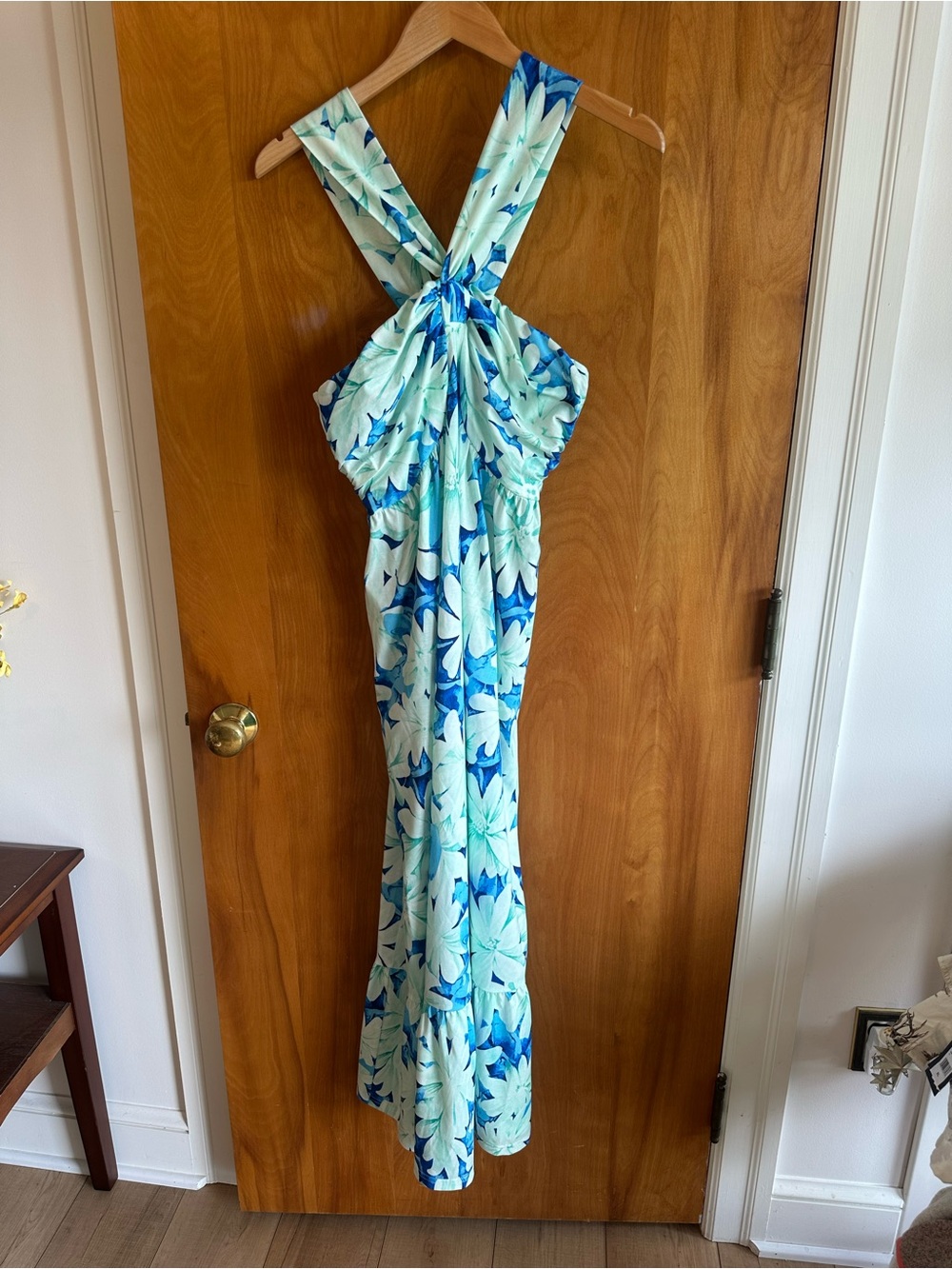 Grace Karin Aqua Blue Floral Maxi Dress